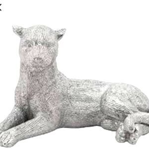 Sagebrook Home 6" Silver Laying Leopord